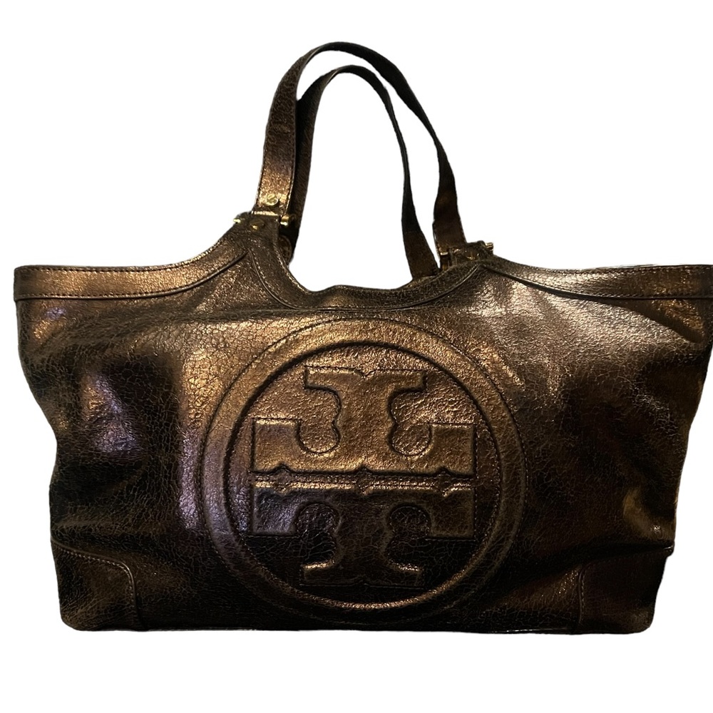 Tory Burch Brown Metallic Tote Shoulder Bag Purse